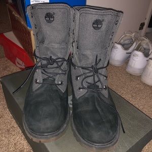 Timberland Fold Down Canvas Black Boots